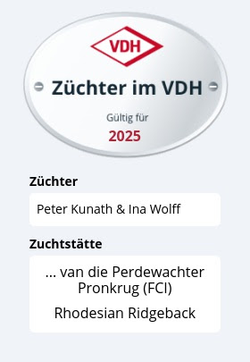 VDH Züchter Plakette